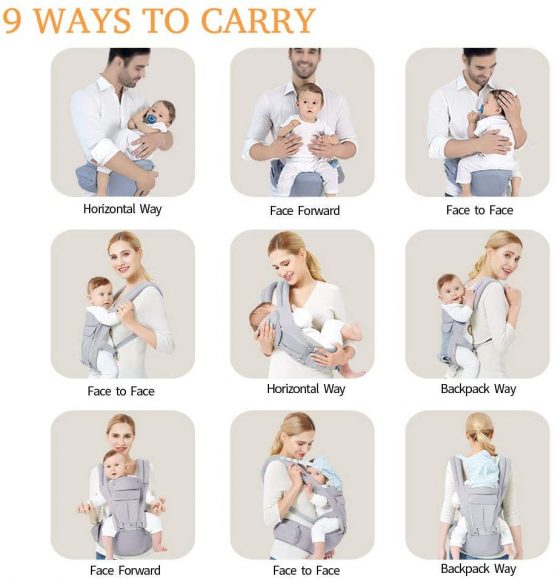 Viedouce Baby Carrier Ergonomic with Hip Seat/Pure Cotton Lightweight and Breathable/Multiposition:Dorsal, Ventral, Adjustable for Newborn and Toddler 3 to 48 Month (3.5 to 20 kg) - Image 2