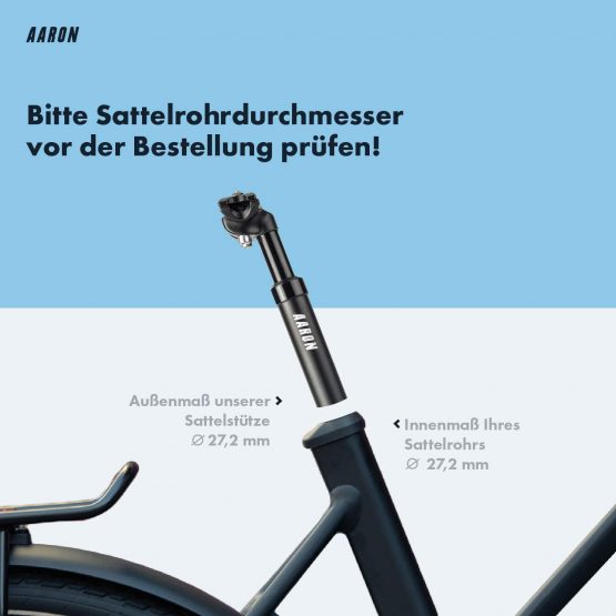 AARON - Spring suspension seatpost - Aluminum - For E-bikes, MTB, Trekking Bikes, City Bikes - 1.1" (27.2mm & 31.6mm) Diameter, 13.8" (350mm) Length - Image 3