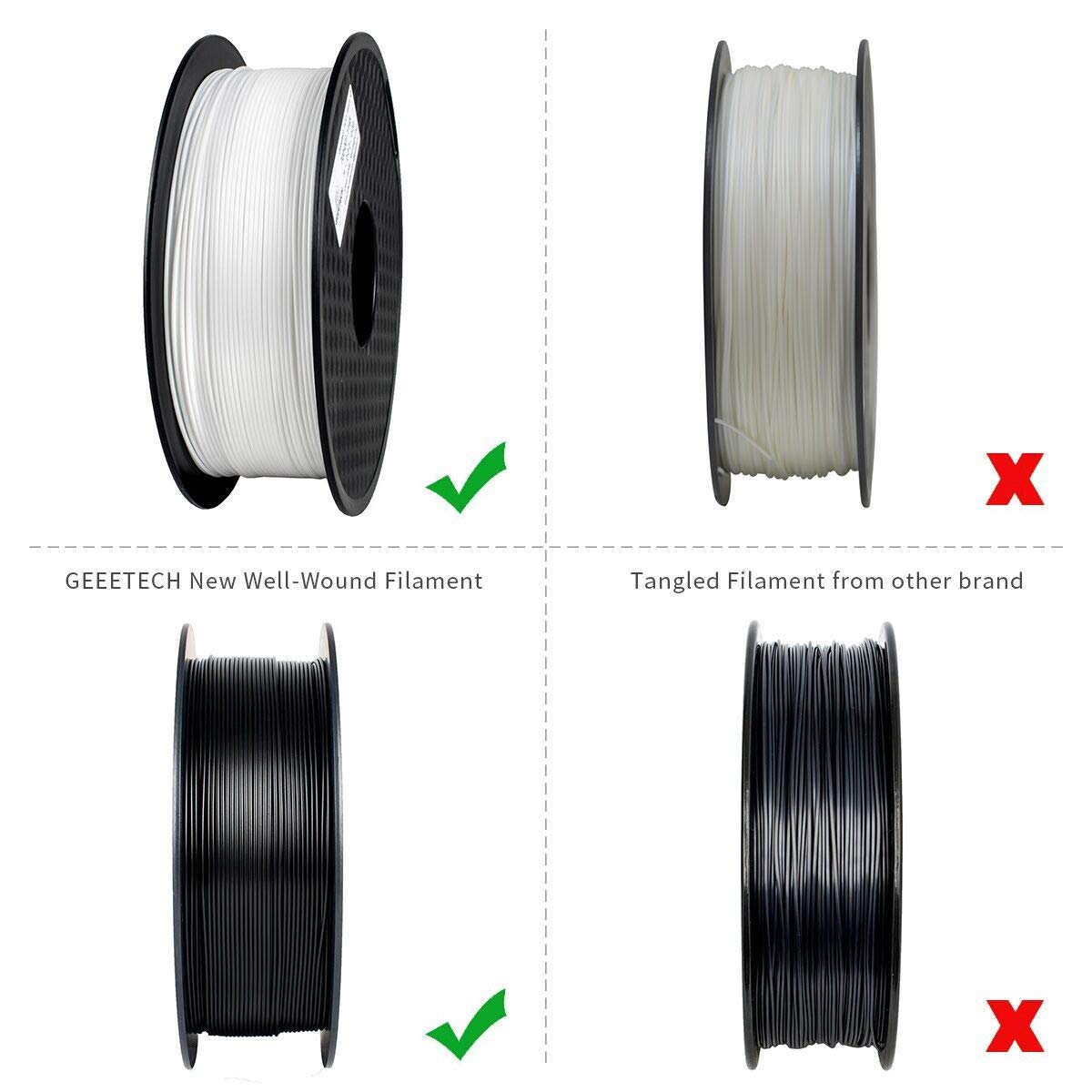 PLA Filament 1.75mm White, GEEETECH New 3D Printing Filament PLA for 3D Printer and 3D Pen, 1kg 1 Spool, B-White - Image 4
