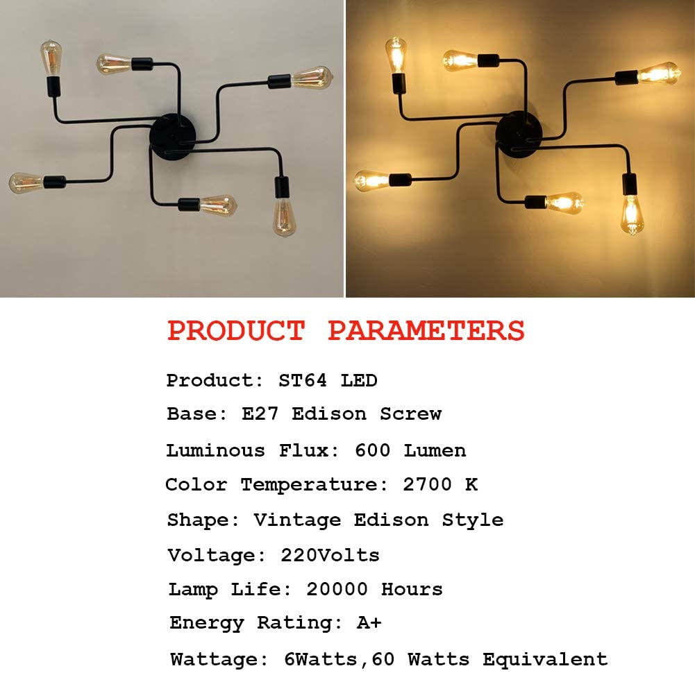 Woowtt LED Edison Bulb, Vintage Light Bulb, Dimmable 6W E27 LED Bulbs, Led Filament Bulb - Image 3
