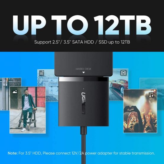 UGREEN USB 3.0 to SATA Adapter Hard Drive Cable External Disk Reader Lead Clone Kit Connector UASP Enclosure Compatible with Crucial WD Seagate Toshiba Internal HDD SSD PS4 Xbox MacBook TV - Image 4
