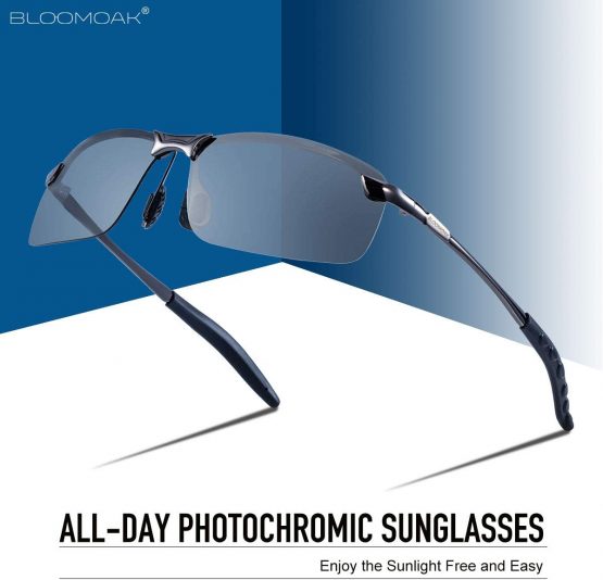 Bloomoak Photochromic Driving Glasses - Photochromism & Polarization | Adjustable Nose Pieces | Non-Slip Temple - For Sunny & Cloudy Day Driving | Fishing | Golf | Reduce Glare | UV400 Eyes Protection - Image 2