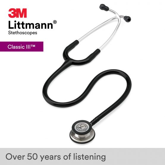 3M Littmann Classic III Monitoring Stethoscope, Black Tube, 69 cm, 5620 - Image 2