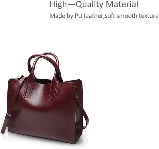 NICOLE&DORIS Tote Handbag Crossbody Bag Shoulder Bag Ladies Messenger Bag Purse PU Leather Red Wine - Image 3