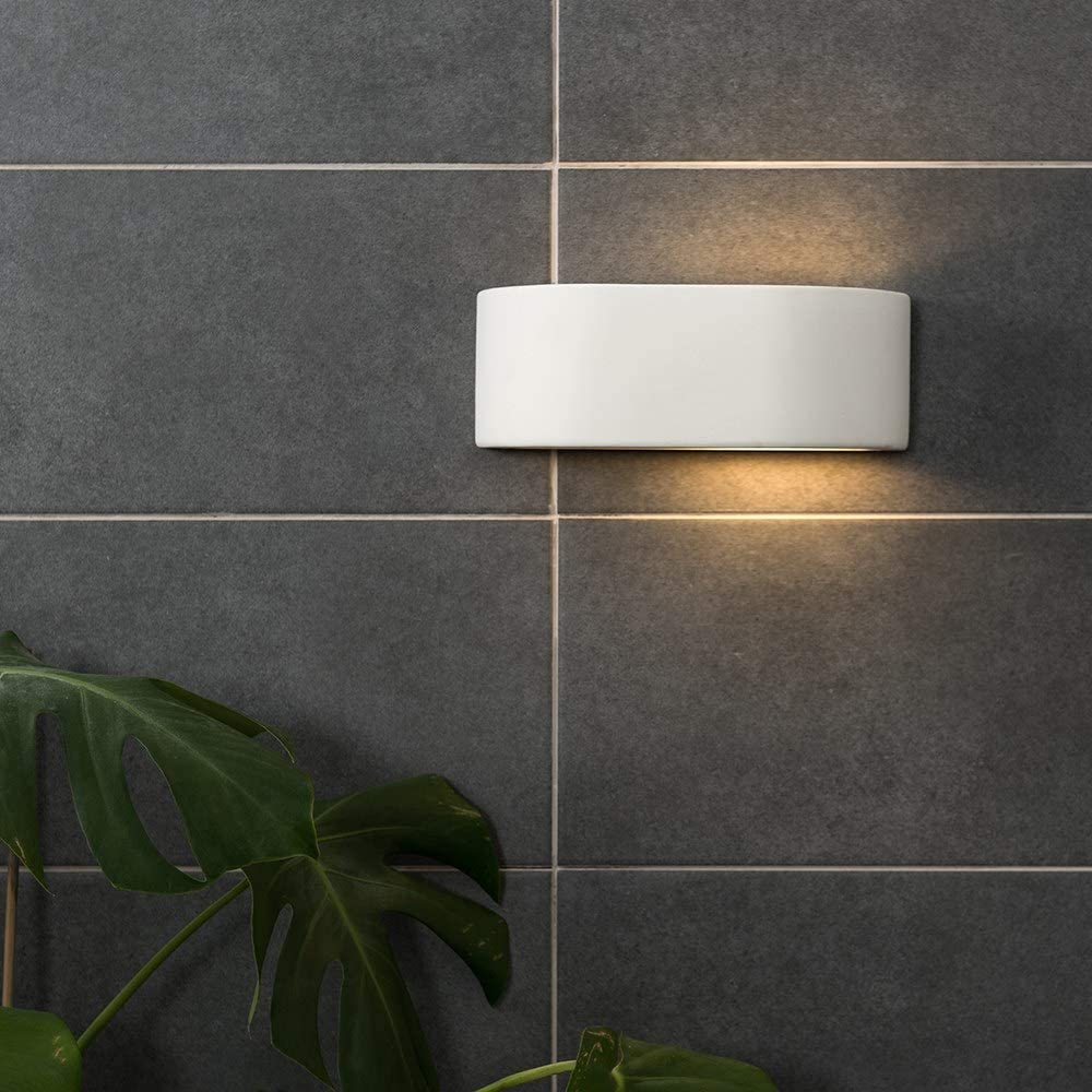 Modern White Ceramic Planter Style Flush Wall Lamp With Light Filtering Uplighter Design -- Paintable, White Planter - Image 4