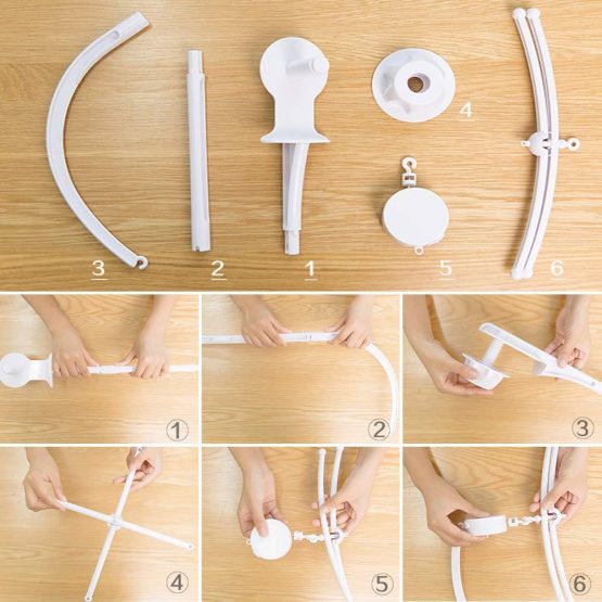 AFUNTA 26 Inch Baby Crib Mobile Bed Bell Holder Music Box Holder Toy Decoration Hanging Arm Bracket Baby Bed Stent Set Nut Screw - Image 4