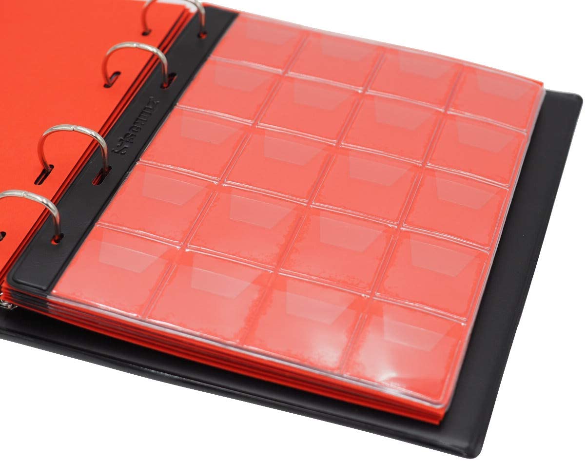 Schulz Coin Album for 200 Medium Sizes Coins 50p 50 Pence £1 £2 €1 €2-10 Pages and red dividers 200 Coins, Black - Image 2