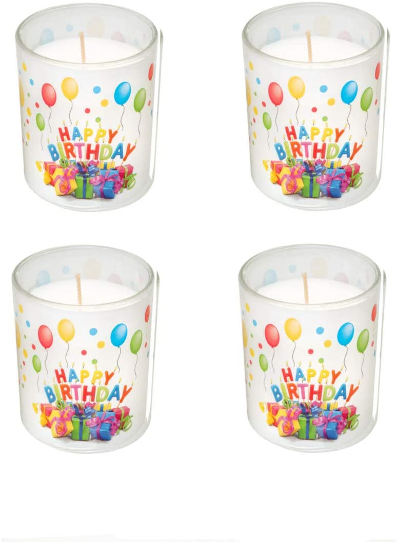 Smart Planet® Set of 4 Happy Birthday Candles in Glass, Birthday Candle Beautiful Gifts Motif Gift Idea for Birthday - Image 2