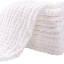 Muslin Squares 10 Pack Muslin Cloths 4 Layer Super Soft & Absorbent Baby Washcloths 100% Cotton 35x50cm by YOOFOSS - White