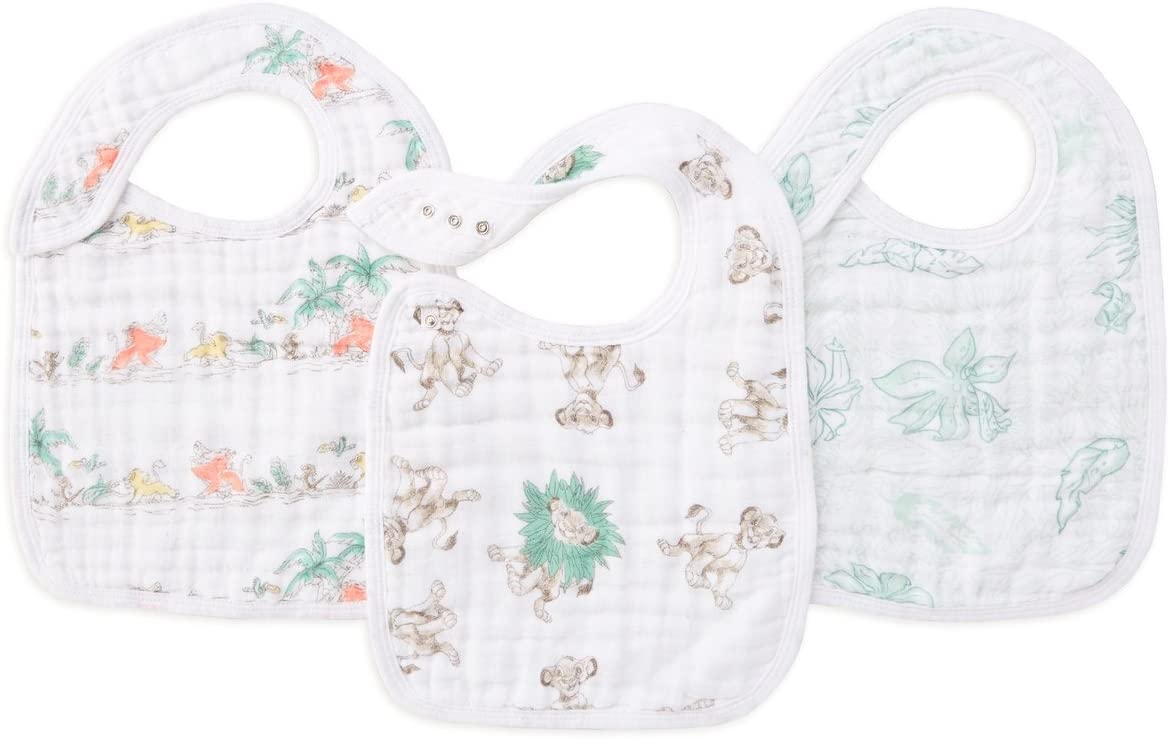 aden + anais™ snap bibs 3 pack cotton muslin jungle jam (The Lion King), 0-36 months