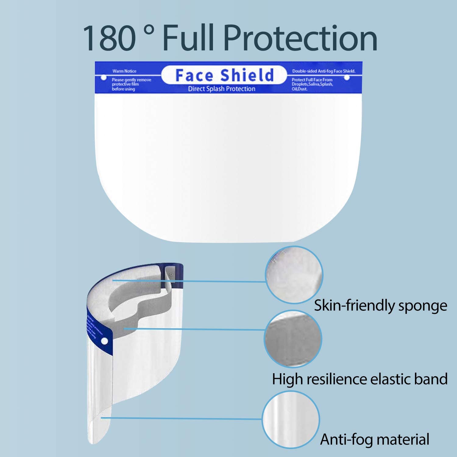 2 Pack Reusable Face Shield Transparent Anti Fog Protective Full Face Cover Hat Protect Eyes and Face for Men and Women Unisex Adjustable Face Shield with Elastic Band for Children and Adults - Image 3