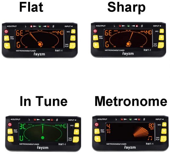 Rayzm Metronome Tuner (Metro-tuner) for Guitar/Bass/Ukulele/Violin|Chromatic Tuner, Mic/Clip-on Tuning/Line-in Tuning Optional, Flat tuning for Guitar/Bass, Tap Tempo Metronome - Image 3