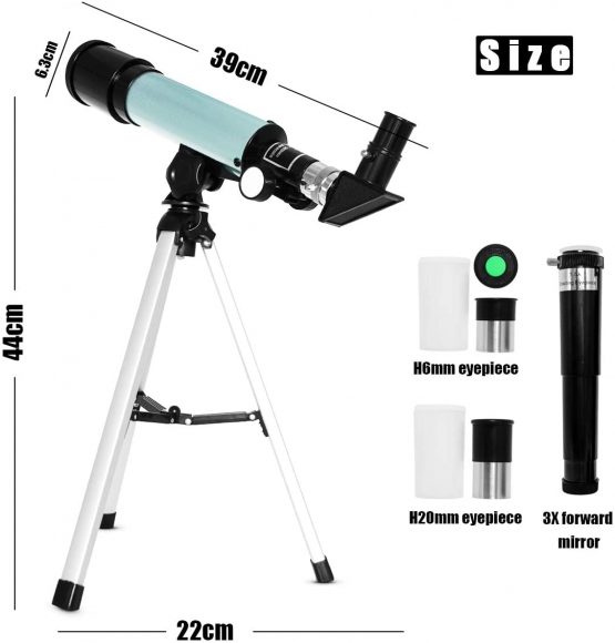 Iadong Kids Astronomical Telescope, Professional 90X Astronomical Landscape Telescope with Tripod, 2 Magnification Eyepieces, 1.5X Barlow Len, Early Science Educational Toys for Children - Image 2