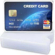 kwmobile 10 Pieces Credit Card Sleeves - Soft Transparent ID Business Card Holder - Identification Social Security SSN Cards Protector Inserts - Clear