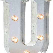 Darice Silver Metal Marquee Letter 9.875-inch, U, 5.1 x 20.1 x 26.7 cm