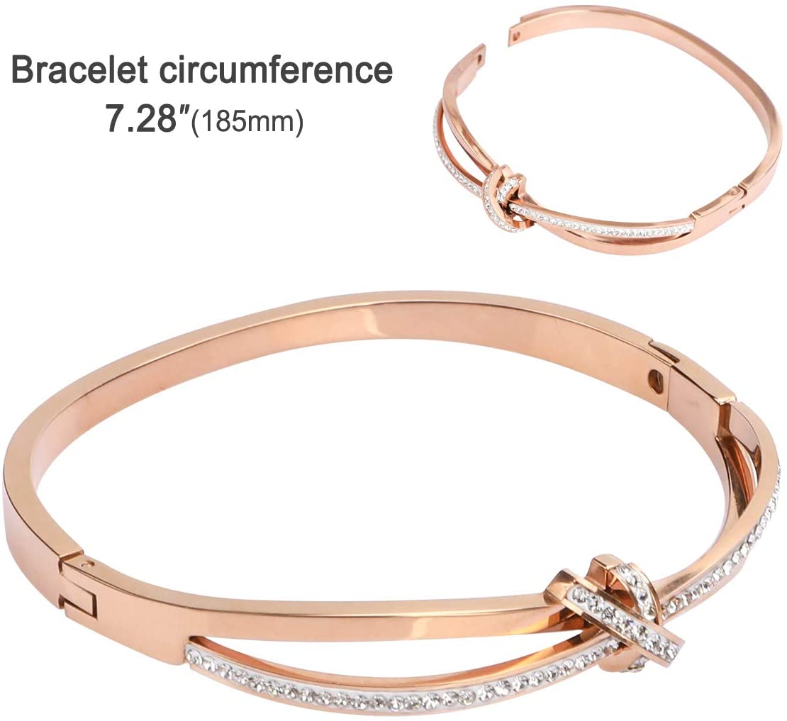 PHOGARY Forever and Ever Knot Classic Bracelets for Women Rose Gold Bracelet Crystals Birthday Thanksgiving Christmas Xmas Gift for Women Mum Mother Wife - Image 2