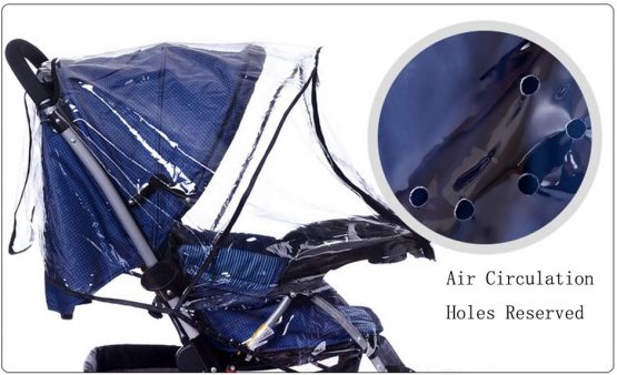 Universal Rain Cover for Most Pushchair Pram Baby Stroller Rain Cover With Zip Front Opening Buggy Throw Over Rain Cover PVC Transparent Waterproof Wind Rain Weather Shield Protector - Image 4