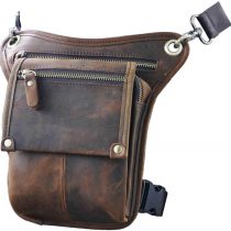 Le'aokuu Mens Genuine Leather Messenger Motorcycle Hip Bum Blet Fanny Waist Pack Drop Leg Thigh Bag 211-4