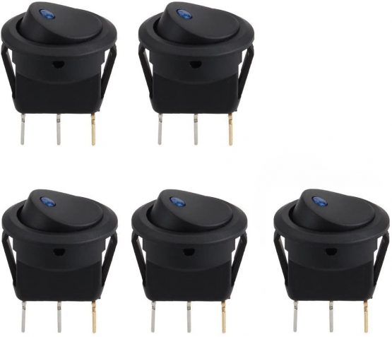 5pcs Blue LED Illuminated Round Rocker Switch Press Button On/Off 12v 25A Car Van Dash Light for Car Auto Boat Household Appliances ¡­ - Image 2