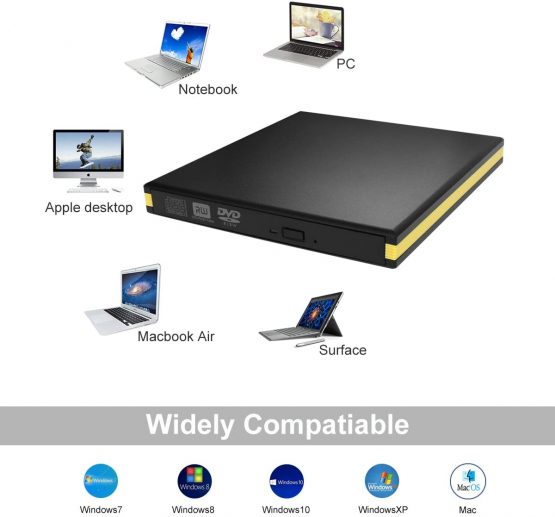 USB 3.0 External DVD Drive, Portable CD DVD Drive Player External CD Burner Reader Writer Disk Drive for Laptop Desktop MacBook Mac OS Windows 10 8 7 XP Vista - Image 4