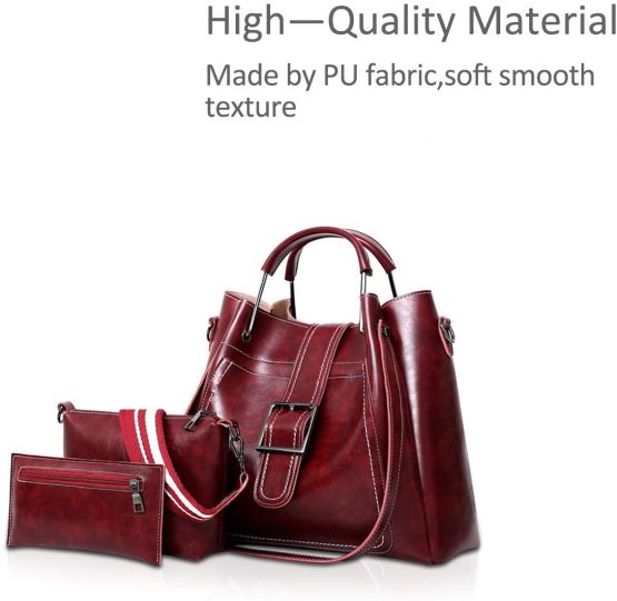 NICOLE&DORIS Fashion women Pu Leather Handbag+Shoulder Bag+Purse 3pcs Bag Tote for girl - Image 3