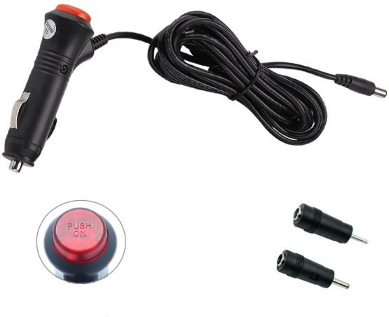 REARMASTER 3M 12V/24V Car Cigarette Lighter Power Supply Adapter Male Plug Extension Cable with Switch Button DC 5.5mm x 2.1mm/DC 2.5mm x 0.7mm/DC 3.5mm x 1.35mm