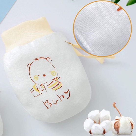 NOCHME  Baby Anti Scratch Mittens for Newborn Boys Girls , 3 Pair Super Soft Adjustable No Scratch Cotton Baby Gloves Mits, 0-10 Months, White - Image 4