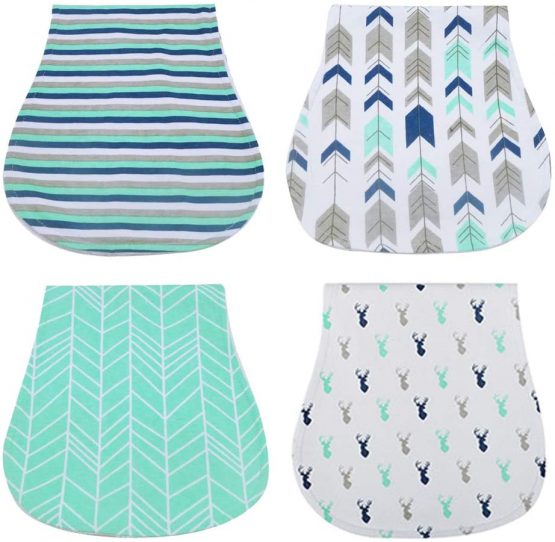 Baby Burp Cloths Set Baby Burp Bibs 4-Pack Feeding Nursing Towel Accessory, Burping Rags for Newborns,Organic Cotton,Baby Shower Gift for Boys and Girls (K003) - Image 2