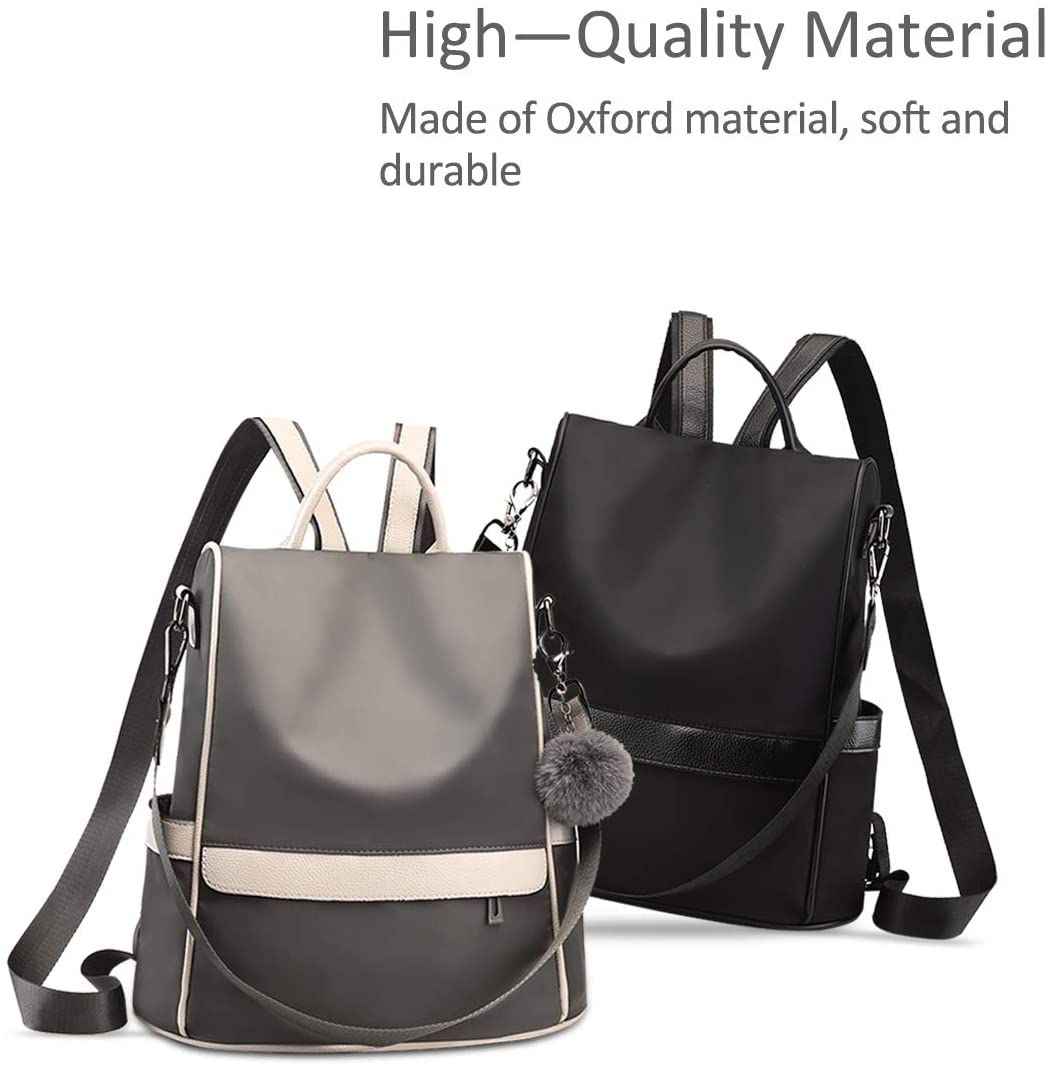 NICOLE&DORIS Women Fashion Backpack Handbag Ladies Shoulder Bag Nylon Rucksack Anti-Theft Daypack Girls Waterproof School Bag White A - Image 2