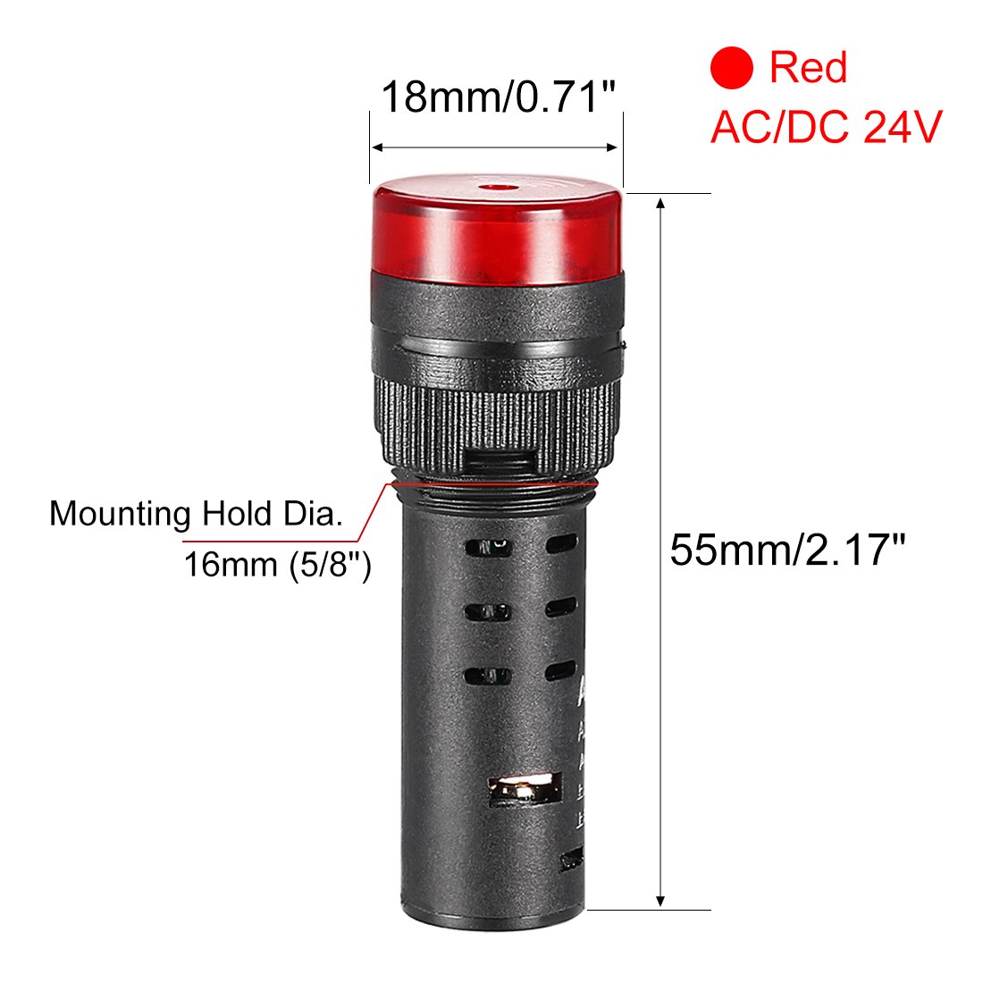 sourcing map 2Pcs Red Indicator Light with Buzzer AC/DC 12V, 16mm Panel Mount Flashing Alarm - Image 2
