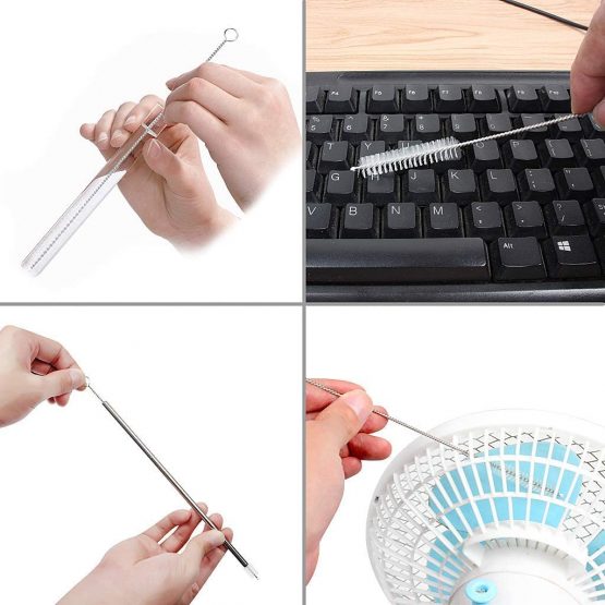 Cleaning Brush Set, Bottle Brush Cleaner, Tube Brushes, Water Bottle Cleaning Brush, Kitchen Wire Scrub Set for Nozzle Clean, Drinking Straw, Wine Bottle, Cup, Pipes, Keyboard, Set of 6 - Image 3