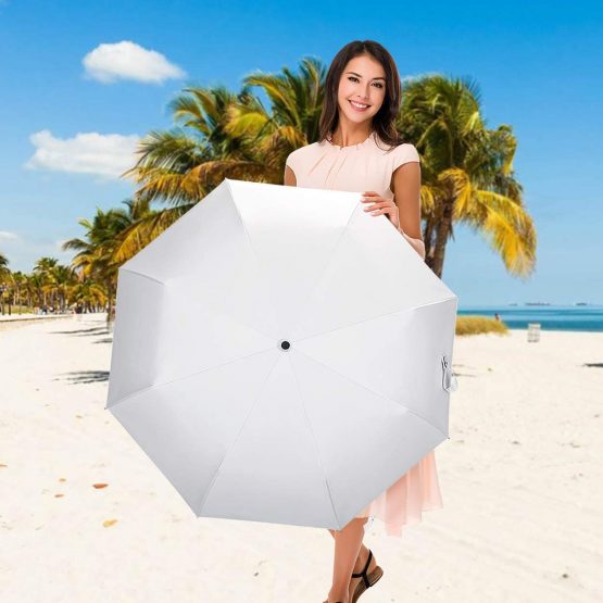 White Umbrella，Cuby，Lightweight，Automatic Open/Close, Fashion，Slip-Proof Handle for Easy Carrying by - Image 2