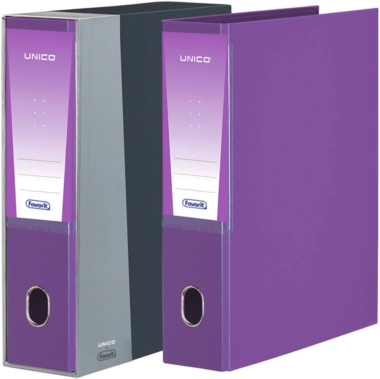 Favorit 100460531 Registratore Unico con Custodia Formato Interno 23X33 Dorso 8 cm, viola, Violet, 28.5x35x9.5