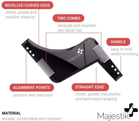 The Beard Styling Template- Stencil for Men - Lightweight and Flexible - One Size Fits All - Curve Cut, Step Cut, Neckline & Goatee Beard Shaping Tool in Black - Image 4