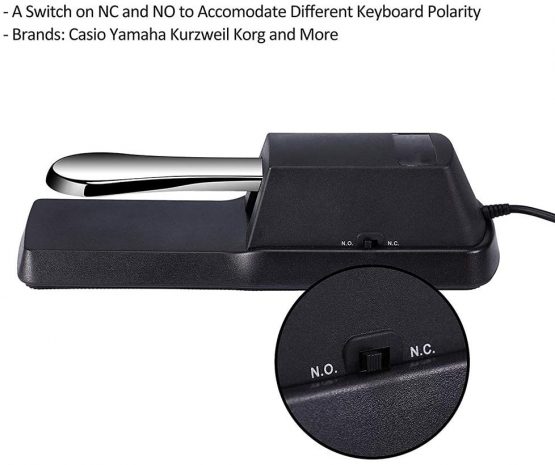 Sustain Pedal, Universal Sustain Pedal with Piano Style Action The Ideal Accessory for MIDI Keyboards Digital Pianos Electronic Keyboards & More (Diamond Silver) - Image 4