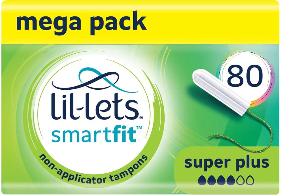 Lil-Lets Smartfit Non-Applicator Tampons, Super Plus, 8 Packs of 10 Tampons, White,L766