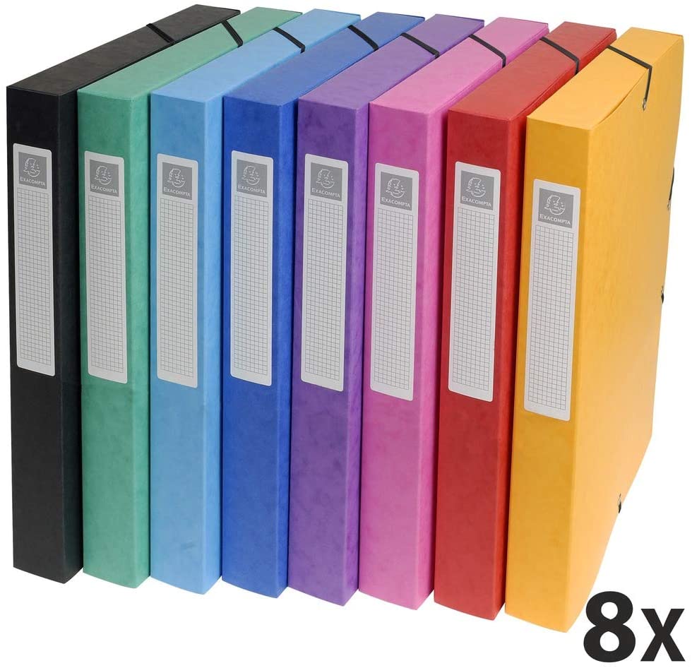 Exacompta, Ref 50300E, Elasticated Filing Archive Box, 270 x 340mm in Size, 25mm Spine, 600gsm Premium Pressboard