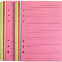 FANDAMEI 100 Sheet A5 Coloured Ruled Notepaper for Filofax - 6 Punched Holes 8.23x5.59 Inch Loose-Leaf Refillable Lined Paper, A5 Diary Planner Inserts Refills for Notes Meeting Travel Record