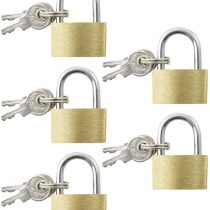 com-four® 5x Mini Luggage Padlock - Luggage Lock Made of Brass - Small Baggage Lock for Suitcases, Travel Bags and Travel Cases