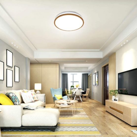 35W Wooden LED Ceiling Lights 3000K-6000K Dimmable Flush Mount Ceiling Light,Ø 38cm Waterproof Led Bathroom Ceiling Lights for Bedroom, Kitchen,Living Room,Hallway[Energy Class A++] - Image 3