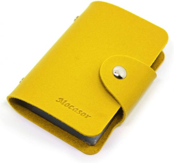 Mocasor Credit Card Holders for Women Men Bank Card Case (Yellow) - Image 3