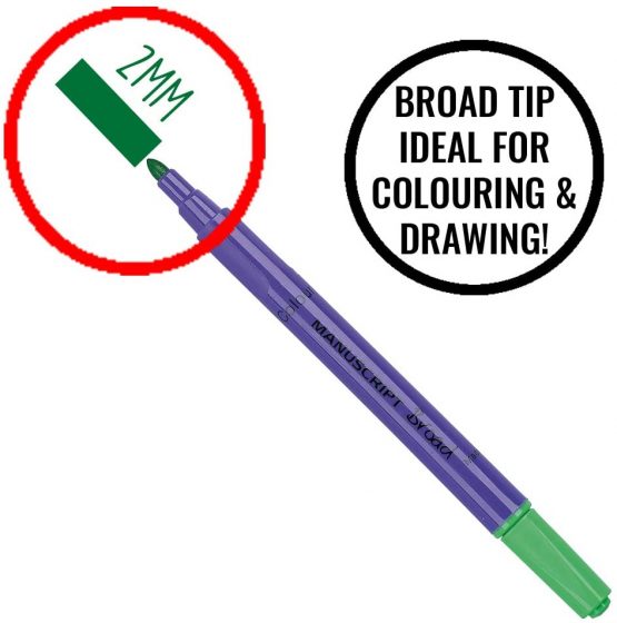 Manuscript Callicreative Broad Pens with 2mm Felt Tips, Twelve Variety of Shades – Ideal for Everyday Drawing and Colouring, Card, Assorted, 150mm X 170mm X 15mm - Image 3