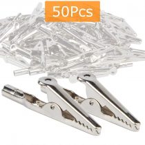 50 Pack 2"/52mm Metal Alligator Clips,YuCool Spring Crocodile Clamps Silver Tone Nickel Plated for Laboratory Electric Testing Work and Cable Lead Clip