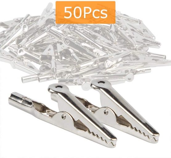50 Pack 2"/52mm Metal Alligator Clips,YuCool Spring Crocodile Clamps Silver Tone Nickel Plated for Laboratory Electric Testing Work and Cable Lead Clip