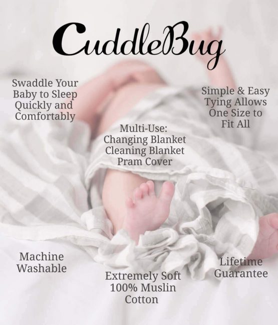 Cuddlebug Muslin Baby Swaddle Blankets for Boys and Girls 0 to 3 Months - Large 4 x 4 Feet – Unisex Muslin Cotton (Spots n Stripes) - Image 2