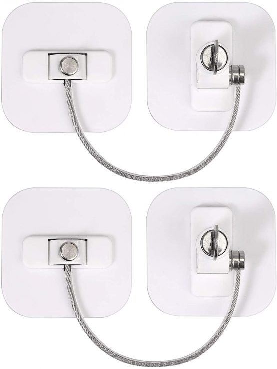 Refrigerator Locks 2PCS Freezer Window Safety Locks with 4PCS Keys Stainless Steel Lock Cylinder Cabinet Safety Limit Lock White