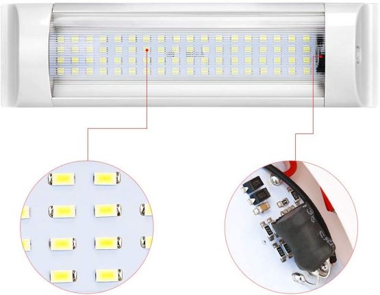 Interior Lights,SUPAREE LED RV Ceiling Light Roof Lights 12V-80V 72LED Interior Lighting for RV/Camper/Trailer/Motorhome/Van/Boat with ON/OFF Switch White (Pack of 2)+ (2Extend Cord) - Image 3