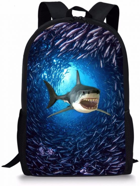 Showudesigns Blue Animal Shark Backpack for Primary Boys Girls Ocean Bookbags Kids Rucksack School Bags for Teenage Small Travel Pack Bag