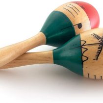 Natural Hand Painted Wooden Maracas - Full Size Pair