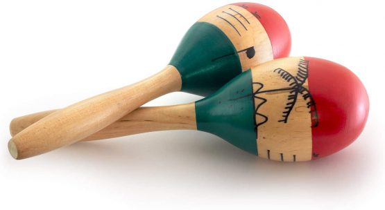 Natural Hand Painted Wooden Maracas - Full Size Pair